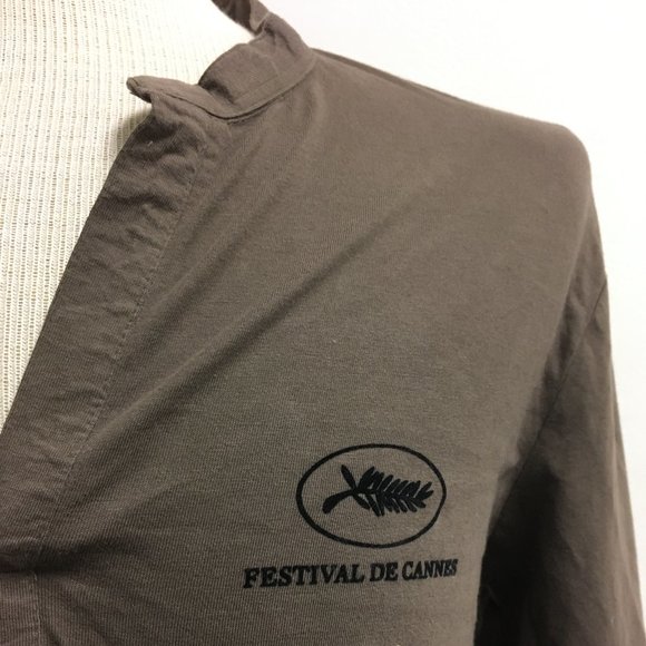 Festival de Cannes film festival henley brown long sleeve cotton t shirt  M - Picture 2 of 5